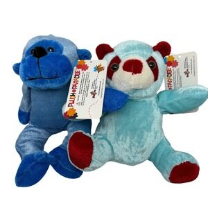 2 Plush Paradise Blue Gorilla & Red‎ Raccoon Plush Toys with Tags Stuffies